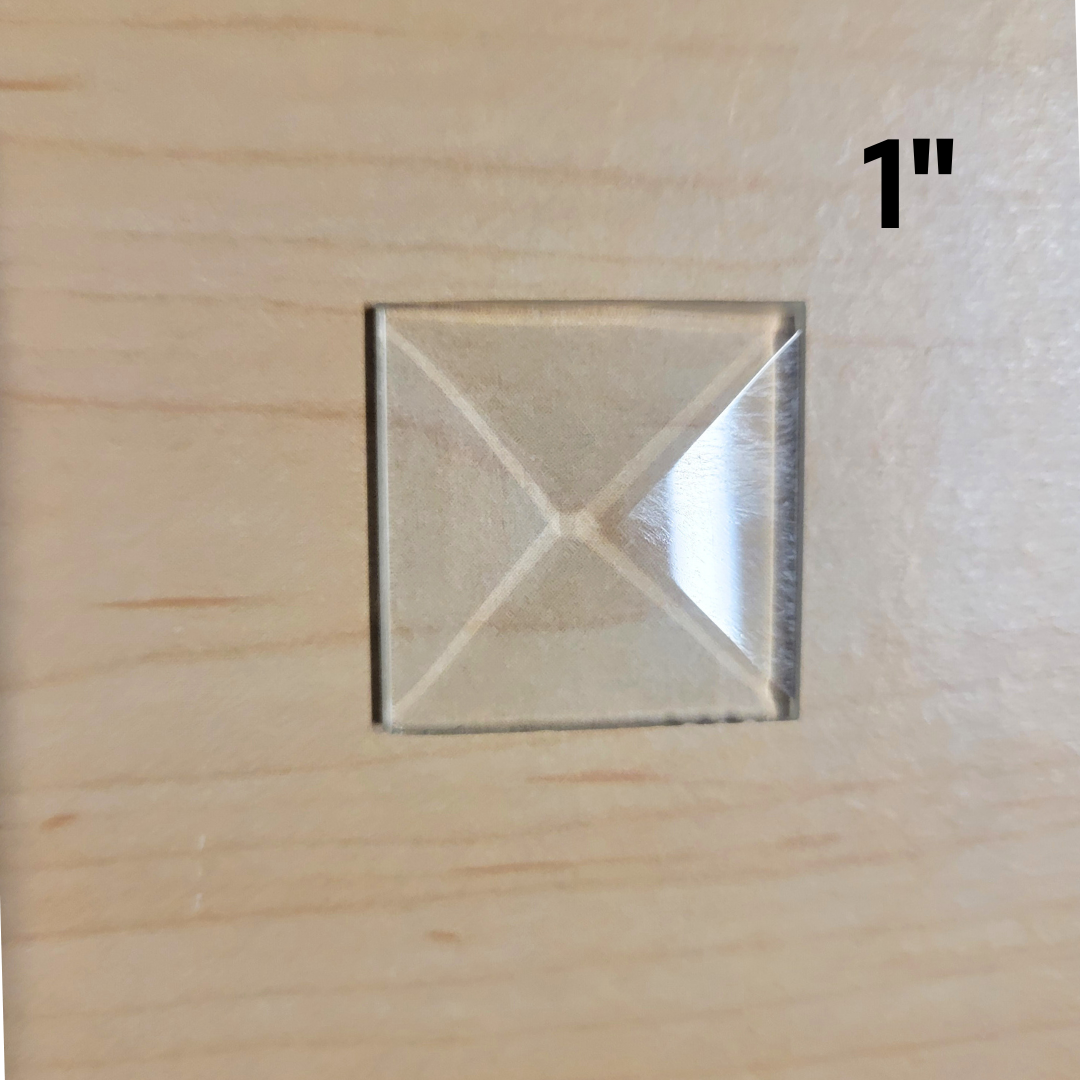 1" Clear Bevel Square (1 inch) | 10 or 30 Pack